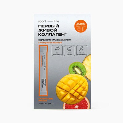 Colla Gen - Гидролизат коллагена пищевой СТИК вкус СПОРТ ТРОПИЧЕСКИЕ ФРУКТЫ (21 шт х 10 гр)