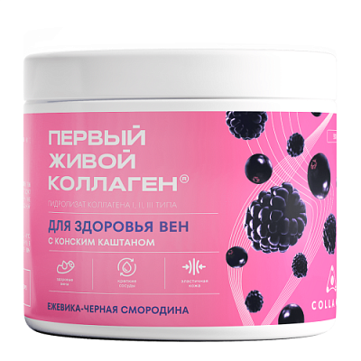 Colla Gen - Гидролизат коллагена пищевой для вен со вкусом черной смородины, 500 г