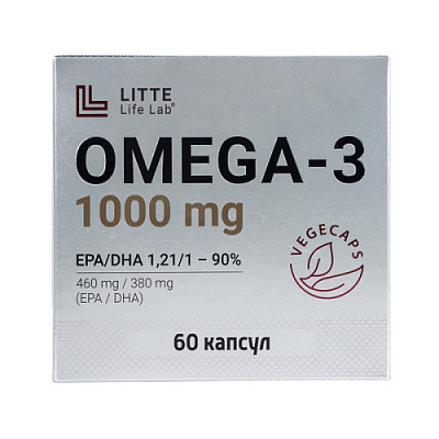 LITTE Life Lab Omega-3, блистер 1,000мг, 60 капсул