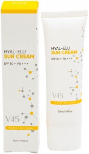 V45 Hyal-elu suncream SPF50 - Солнцезащитный увлажняющий крем для лица SPF50, 50 мл