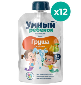 Vertera Умный ребенок, груша-яблоко, 90 г